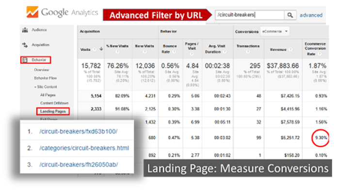 Google Analytics Advanced Filtering measures actual dollars earned on website sales conversions.